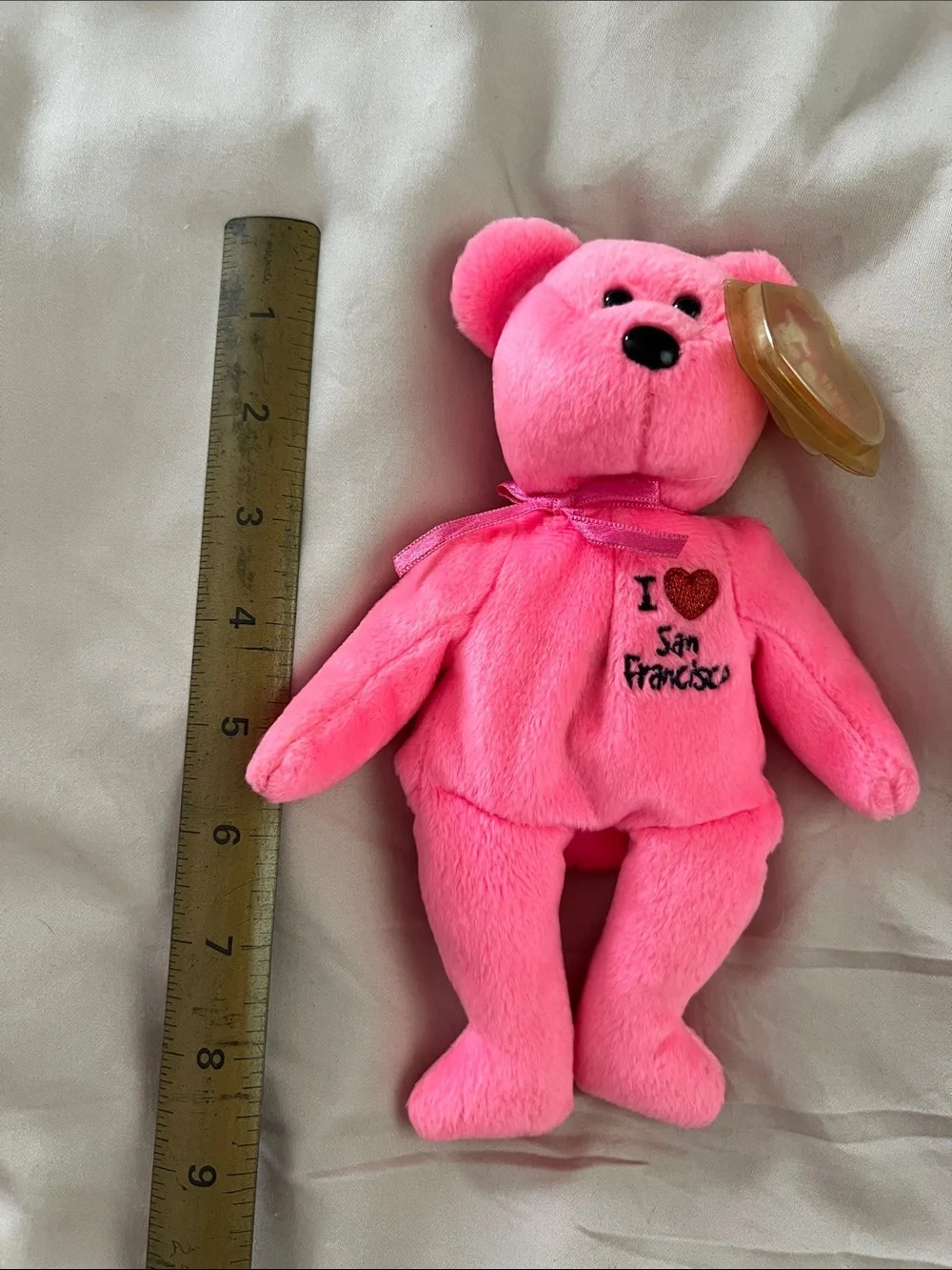 Ty Beanie Babies San Francisco Pink Teddy Bear Plush 2004 Souvenir w/ Tag 8”